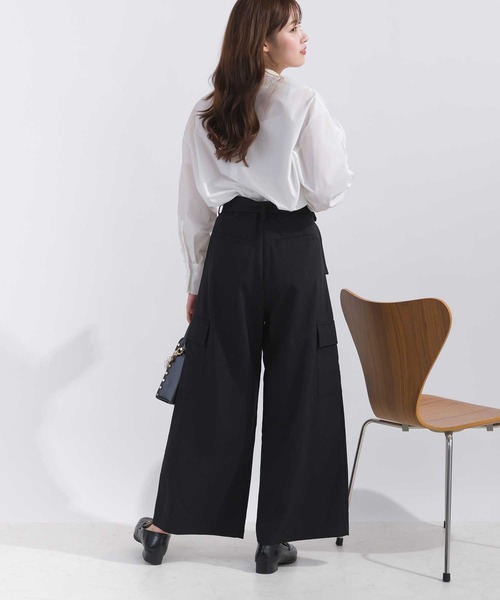 PICCIN（ピッチン）の「【セットアップ可能】ウエストリボンワイドカーゴパンツ（カーゴパンツ・レディース・ブラック/ベージュ・M/S）」の8枚目の写真