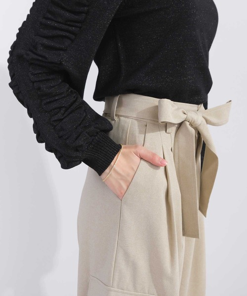 PICCIN（ピッチン）の「【セットアップ可能】ウエストリボンワイドカーゴパンツ（カーゴパンツ・レディース・ブラック/ベージュ・M/S）」の12枚目の写真