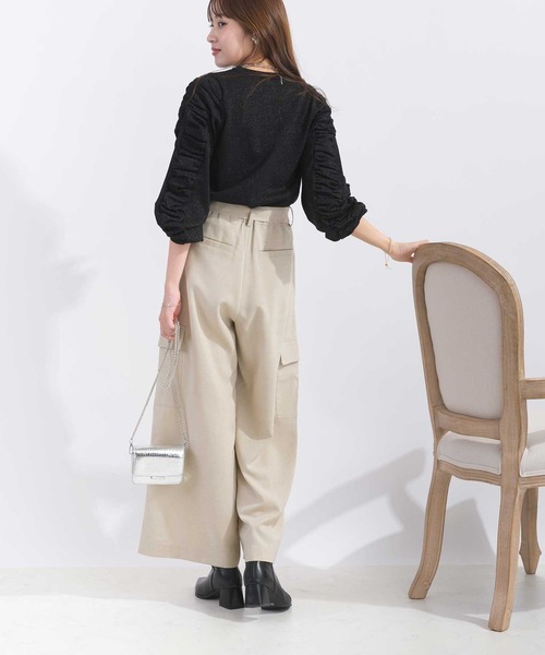 PICCIN（ピッチン）の「【セットアップ可能】ウエストリボンワイドカーゴパンツ（カーゴパンツ・レディース・ブラック/ベージュ・M/S）」の18枚目の写真