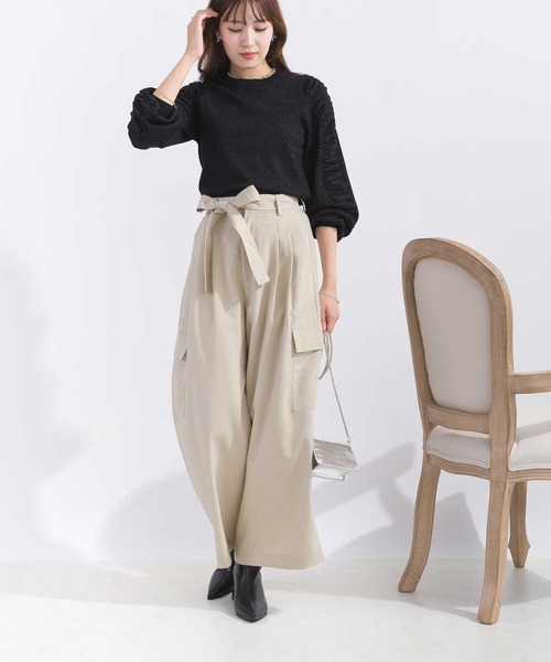 PICCIN（ピッチン）の「【セットアップ可能】ウエストリボンワイドカーゴパンツ（カーゴパンツ・レディース・ブラック/ベージュ・M/S）」の19枚目の写真