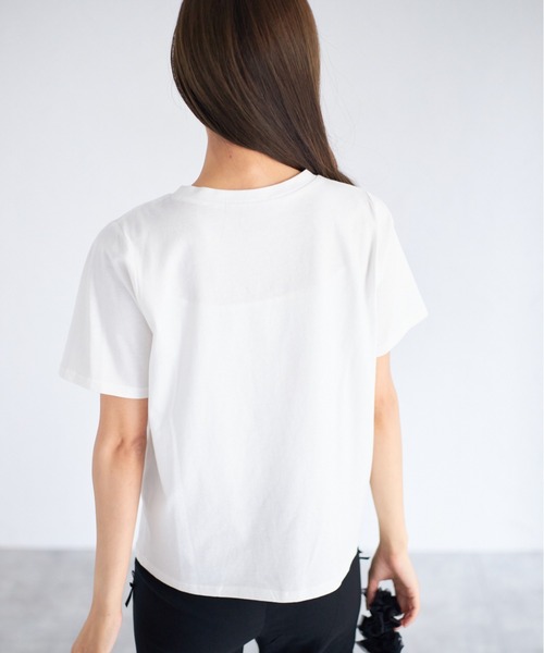 tocco closet（トッコ　クローゼット）の「【ZOZO限定】プチパールグログランリボンTシャツ（Tシャツ/カットソー・レディース・ブラック/オフホワイト・M）」の3枚目の写真