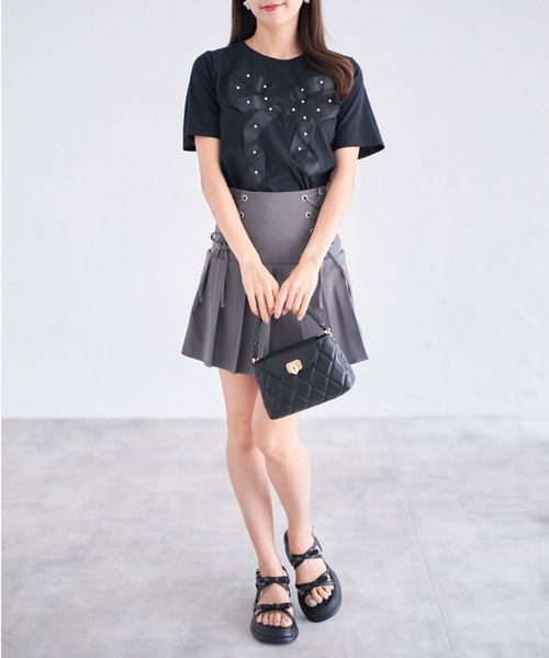 tocco closet（トッコ　クローゼット）の「【ZOZO限定】プチパールグログランリボンTシャツ（Tシャツ/カットソー・レディース・ブラック/オフホワイト・M）」の22枚目の写真