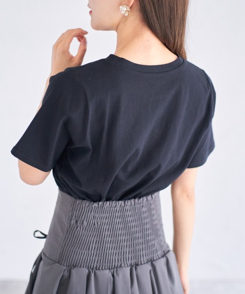 tocco closet（トッコ　クローゼット）の「【ZOZO限定】プチパールグログランリボンTシャツ（Tシャツ/カットソー・レディース・ブラック/オフホワイト・M）」の18枚目の写真