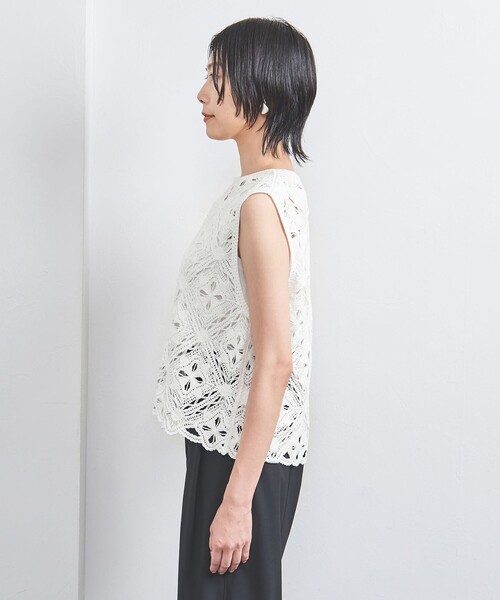 UNITED ARROWS クロシェ風 エンブロイダリー ノースリーブニット クロシェ風 エンブロイダリー ノースリーブニット