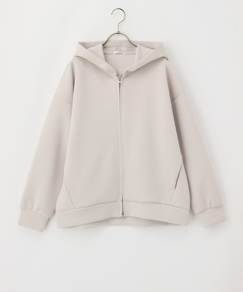 Honeys（ハニーズ）の「ダブルジップゆるパーカー（パーカー・レディース・ライトベージュ/オリーブ/ブラック/コーラルピンク/チャコール・LL/L/M）」の7枚目の写真