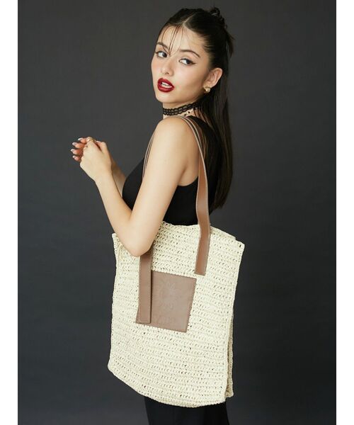 EVRIS（エヴリス）の「ワンポイントペーパーBAG（トートバッグ・レディース・ブラック/ベージュ・FREE）」の3枚目の写真