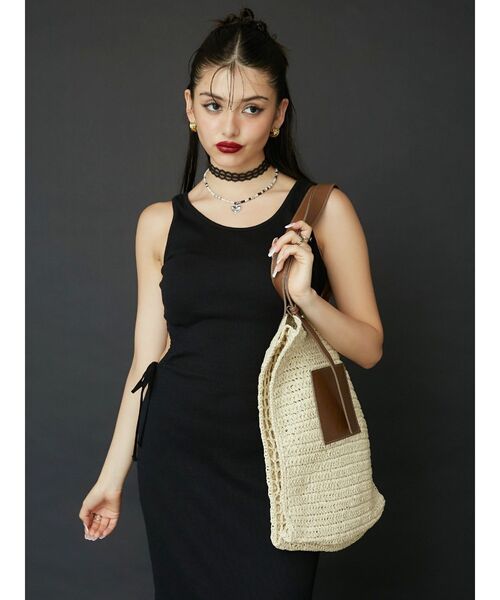 EVRIS（エヴリス）の「ワンポイントペーパーBAG（トートバッグ・レディース・ブラック/ベージュ・FREE）」の4枚目の写真