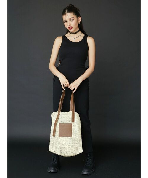 EVRIS（エヴリス）の「ワンポイントペーパーBAG（トートバッグ・レディース・ブラック/ベージュ・FREE）」の5枚目の写真