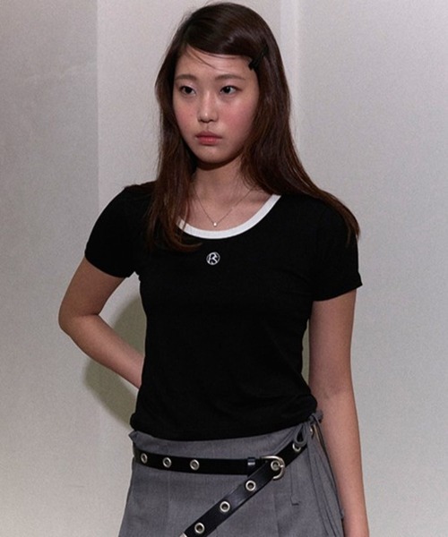 PLACE STUDIO(プレイススタジオ)の「PALCE STUDIO/UネッククロップT(Tシャツ/カットソー・レディース・ライトブルー/ブラック/クリーム・FREE)」の20枚目の写真