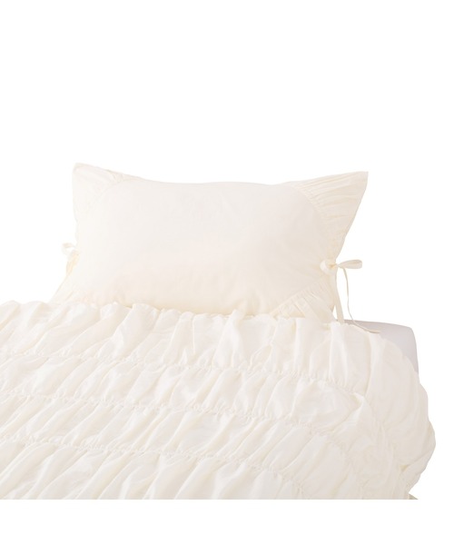 ギャザーリボン まくらカバー 700×500 アイボリー（寝具）｜Francfranc
