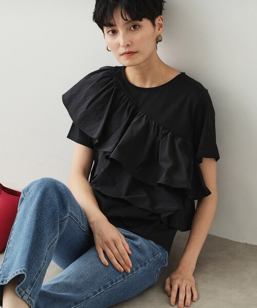 全国送料無料ギフト セール】2段フリルカットソー【洗濯機洗い可】（Tシャツ フラダンス