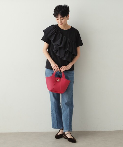 【新品未使用】プリーツフリルコンビカットソー UNITED ARROWS｜プリーツフリル コンビ カットソー BLK
