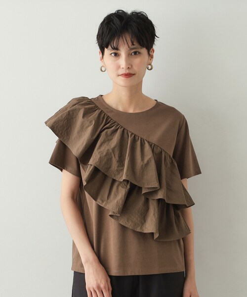 セール】2段フリルカットソー【洗濯機洗い可】（Tシャツ