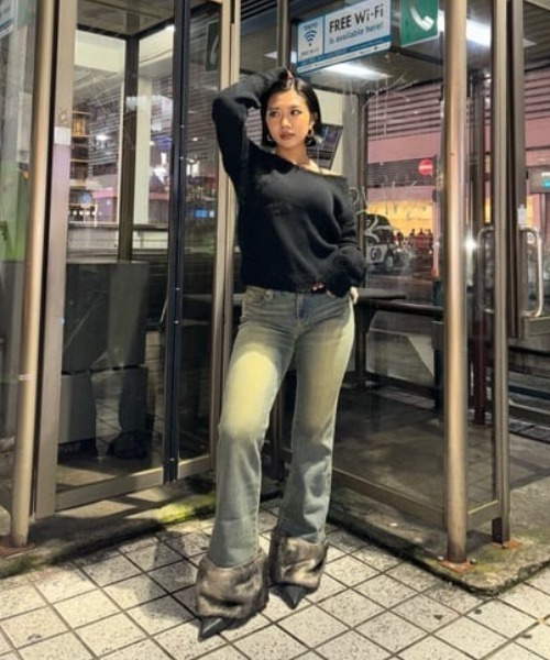 lagua gem FAUX FUR フレアデニム 22inch FAUX FUR フレアデニム（デニムパンツ）｜LAGUA GEM（ラグアジェム）の