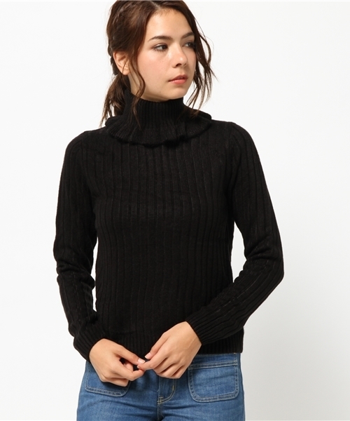 one after another NICE CLAUP（ワンアフターアナザーナイスクラップ）の「【mer1月号掲載 ナイスクラップ】フリルタートルネック（ニット/セーター・レディース・アイボリー/ラベンダー/ミント/ブラック・FREE）」の2枚目の写真