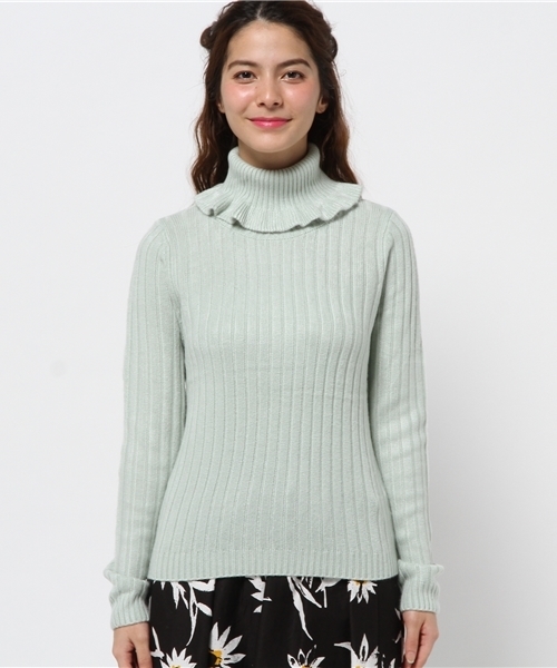 one after another NICE CLAUP（ワンアフターアナザーナイスクラップ）の「【mer1月号掲載 ナイスクラップ】フリルタートルネック（ニット/セーター・レディース・アイボリー/ラベンダー/ミント/ブラック・FREE）」の5枚目の写真