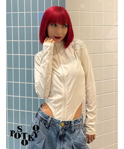 jouetie（ジュエティ）の「【Something ×PosTokyo】Race Combination Body suit（Tシャツ/カットソー・レディース・レッド/アイボリー・MEDIUM）」の19枚目の写真