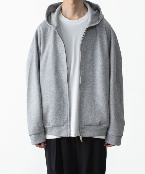 ATTACHMENT(アタッチメント)の「CO/PE ダブルニット ジップアップフーディー / CO/PE DOUBLE KNIT ZIP UP HOODIE(パーカー・メンズ・ブラック/ライトブラウン/グレー・3/2/1/4)」の4枚目の写真