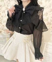 ボウタイリボンラッフルブラウス