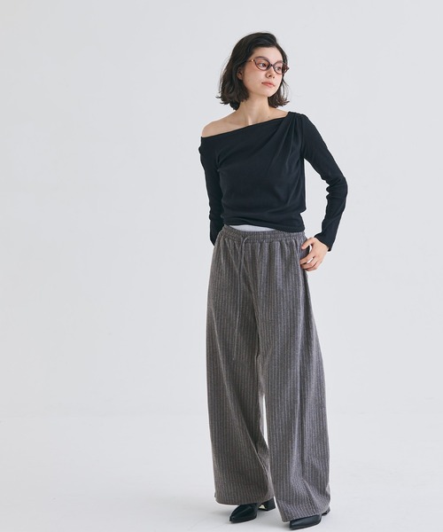 coca（coca）（コカ）の「ウエストレイヤード ストライプパンツ（その他パンツ・レディース・ネイビー/グレー・L/M/S）」の7枚目の写真