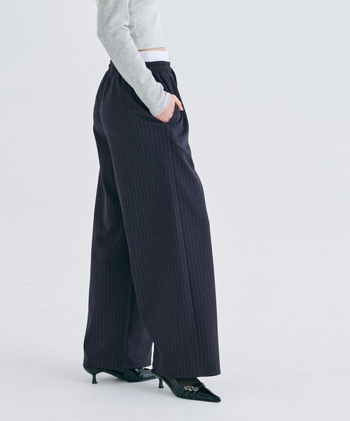 coca（coca）（コカ）の「ウエストレイヤード ストライプパンツ（その他パンツ・レディース・ネイビー/グレー・L/M/S）」の5枚目の写真