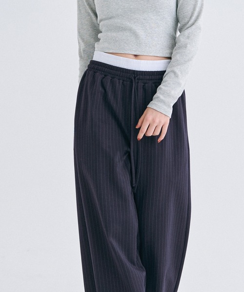 Chloé ストライプパンツ セール】ウエストレイヤード ストライプパンツ（その他パンツ