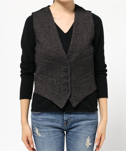 Denim & Supply Ralph Lauren（デニムアンドサプライラルフローレン）の「ウールブレンド ツイル ベスト（その他アウター・レディース・ブラック・SMALL/LARGE/MEDIUM/X-SMALL/XX-SMALL）」の2枚目の写真