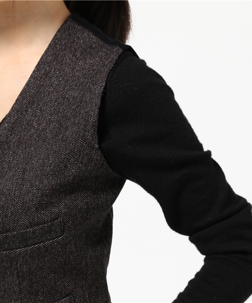 Denim & Supply Ralph Lauren（デニムアンドサプライラルフローレン）の「ウールブレンド ツイル ベスト（その他アウター・レディース・ブラック・SMALL/LARGE/MEDIUM/X-SMALL/XX-SMALL）」の6枚目の写真