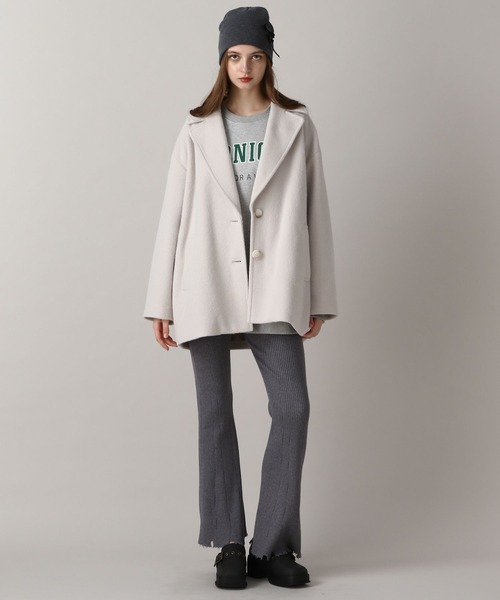 FOREVER 21（フォーエバー トゥエンティーワン）の「【2024FW】ウーリーテックジャケットコート（ピーコート・レディース・ブラウン/ナチュラル/ブラック・FREE）」の5枚目の写真