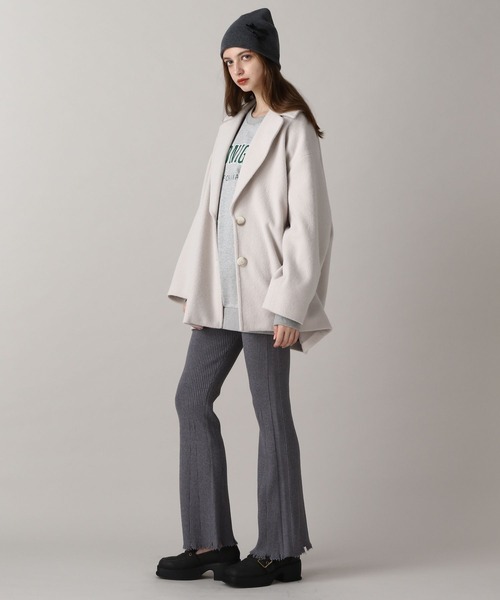 FOREVER 21（フォーエバー トゥエンティーワン）の「【2024FW】ウーリーテックジャケットコート（ピーコート・レディース・ブラウン/ナチュラル/ブラック・FREE）」の4枚目の写真