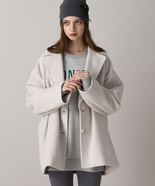 FOREVER 21（フォーエバー トゥエンティーワン）の「【2024FW】ウーリーテックジャケットコート（ピーコート・レディース・ブラウン/ナチュラル/ブラック・FREE）」の7枚目の写真