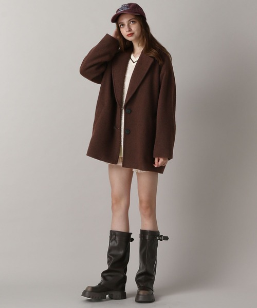 FOREVER 21（フォーエバー トゥエンティーワン）の「【2024FW】ウーリーテックジャケットコート（ピーコート・レディース・ブラウン/ナチュラル/ブラック・FREE）」の15枚目の写真