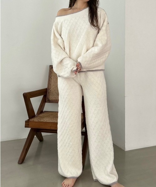 SNIDEL HOME ラベンダー ルームウェア SNIDEL HOME（スナイデルホーム）の「柄編みロングパンツ