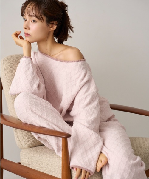 SNIDEL HOME ラベンダー ルームウェア SNIDEL HOME（スナイデルホーム）の「柄編みロングパンツ