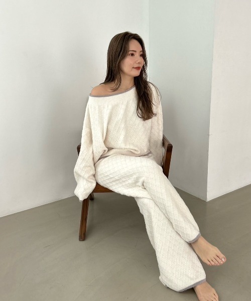 SNIDEL HOME ラベンダー ルームウェア SNIDEL HOME（スナイデルホーム）の「柄編みロングパンツ