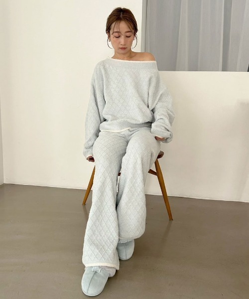 新品 SNIDEL  スナイデルホーム ルームウェア アイボリー SNIDEL HOME（スナイデルホーム）の「柄編みロングパンツ