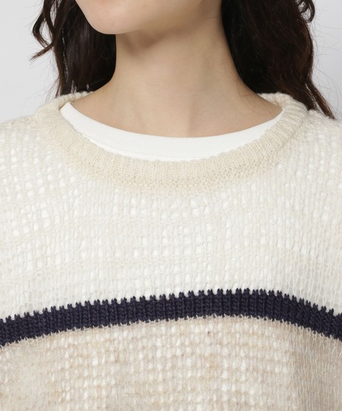 セール】透かしMIXボーダーニットプルオーバー（ニット/セーター