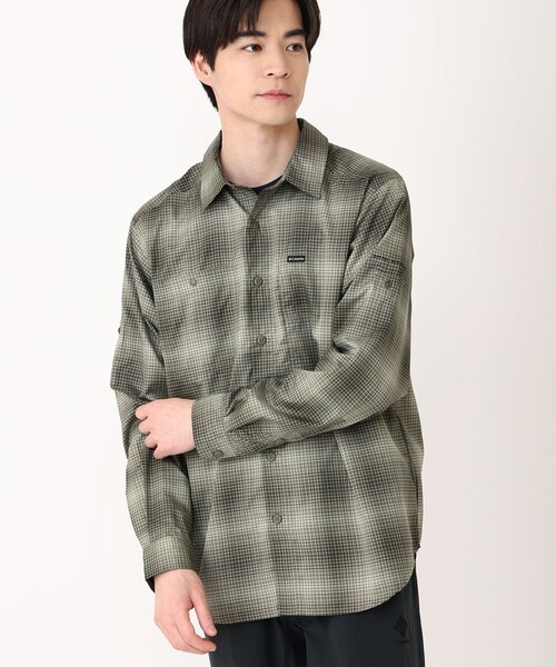 Columbia(コロンビア)の「Columbia/シルバーリッジユーティリティライトプレイド ロングスリーブシャツ チェック UVカット 速乾/コロンビア(シャツ/ブラウス・メンズ・ネイビー/ベージュ/ブルー/グリーン/オレンジ/ダークベージュ・XL/L/M/XS/XXL/S)」の1枚目の写真
