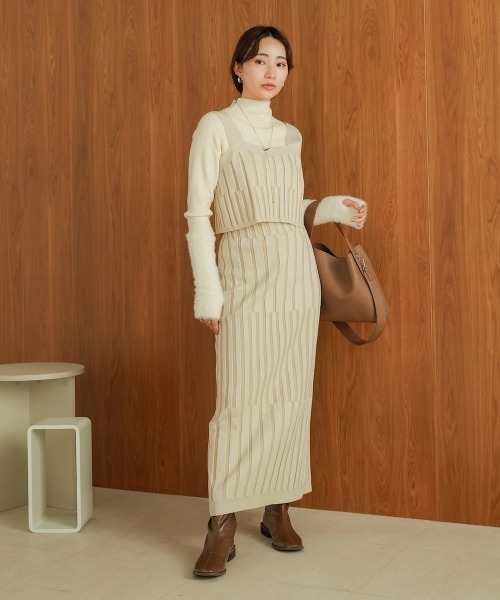 Bab（バブ）の「ジャガードニットスカート（スカート・レディース・ブラック/アイボリー・M）」の4枚目の写真