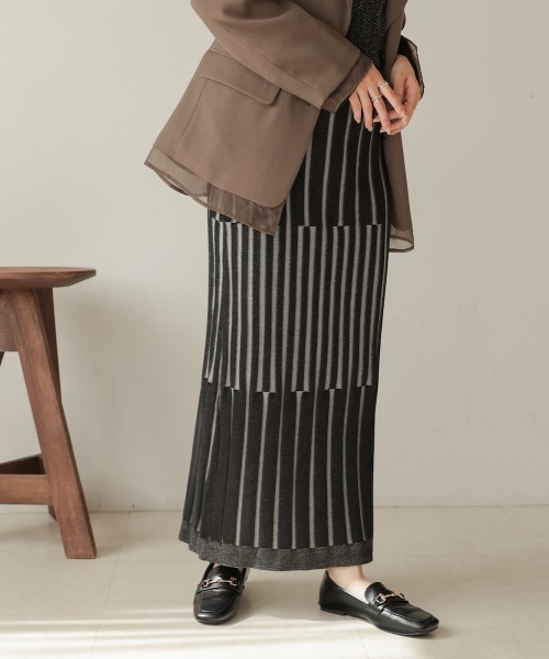 Bab（バブ）の「ジャガードニットスカート（スカート・レディース・ブラック/アイボリー・M）」の15枚目の写真