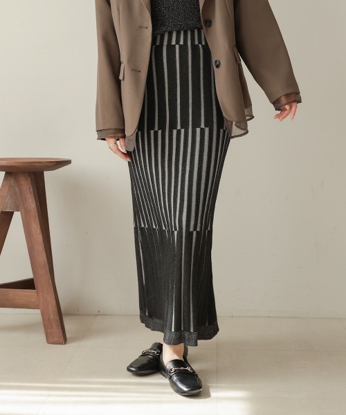 Bab（バブ）の「ジャガードニットスカート（スカート・レディース・ブラック/アイボリー・M）」の17枚目の写真