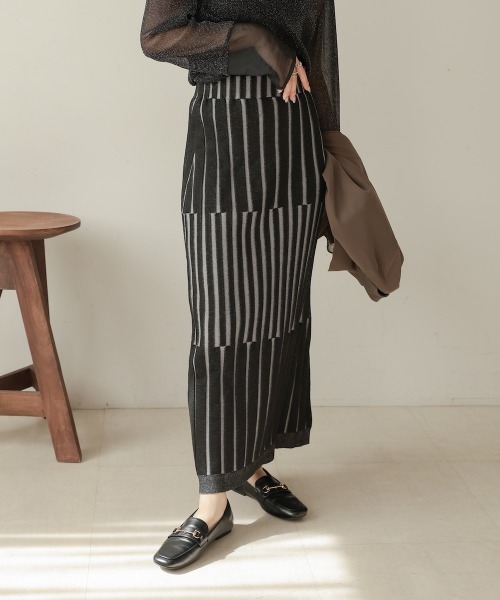 Bab（バブ）の「ジャガードニットスカート（スカート・レディース・ブラック/アイボリー・M）」の20枚目の写真