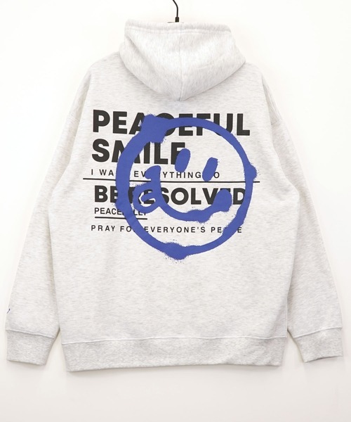 SMILEY FACE(スマイリーフェイス)の「【GROOVY STORE】SMILEY FACE 裏起毛ビッグサイズスプルオーバーパーカー(パーカー・メンズ・ホワイト×グレー/ブラック/スミクロ・L/M)」の5枚目の写真