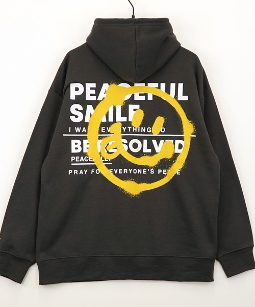 SMILEY FACE(スマイリーフェイス)の「【GROOVY STORE】SMILEY FACE 裏起毛ビッグサイズスプルオーバーパーカー(パーカー・メンズ・ホワイト×グレー/ブラック/スミクロ・L/M)」の9枚目の写真