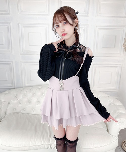 ビジュー付き二段フリルスカパン（スカート）｜MA*RS（アメーバーマーズ）