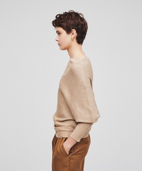 cloenc(クロエンス)の「◆アシンメトリードルマンスリーブニット(ニット/セーター・レディース・アイボリー/ブラック/ブラウン系/ナチュラル・02)」の14枚目の写真