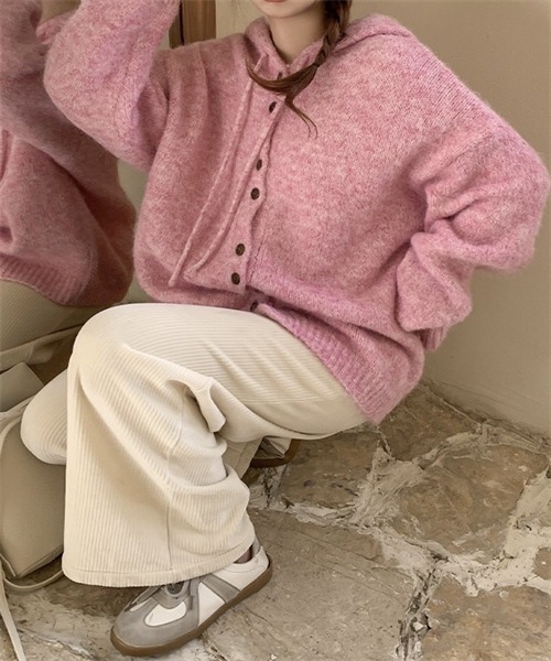 Dream garden（ドリームガーデン）の「フード付きニットカーディガン（カーディガン/ボレロ・レディース・ピンク/ブラウン/グレー/オートミール・FREE）」の22枚目の写真