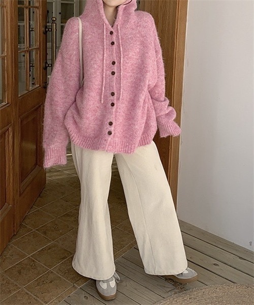 Dream garden（ドリームガーデン）の「フード付きニットカーディガン（カーディガン/ボレロ・レディース・ピンク/ブラウン/グレー/オートミール・FREE）」の15枚目の写真