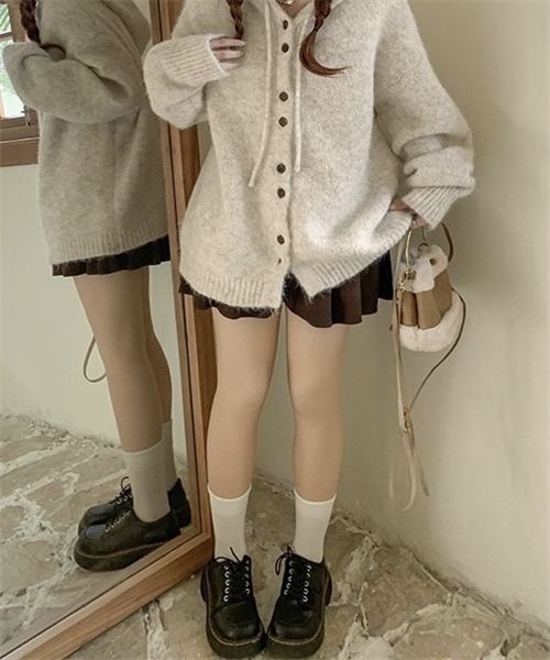 Dream garden（ドリームガーデン）の「フード付きニットカーディガン（カーディガン/ボレロ・レディース・ピンク/ブラウン/グレー/オートミール・FREE）」の8枚目の写真