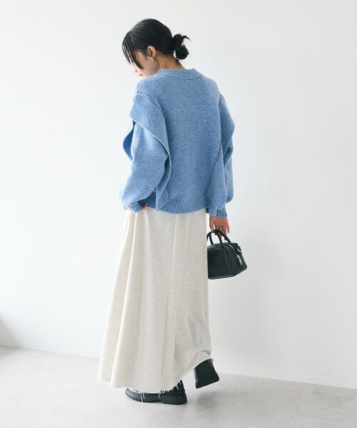 CRAFT STANDARD BOUTIQUE(クラフトスタンダードブティック)の「ハンドステッチデザインニットプルオーバー(ニット/セーター・レディース・グレイッシュベージュ/グリーン/ボルドー/サックスブルー/ピンク/ネイビー/杢グレー・FREE)」の12枚目の写真